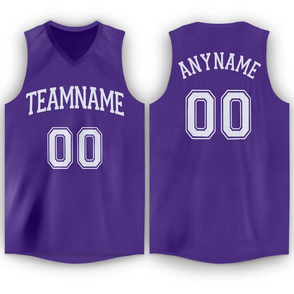 Purple White Classic Tank Top Basketball Jersey