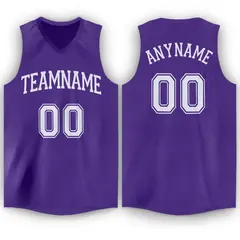 Purple White Classic Tank Top Basketball Jersey 1