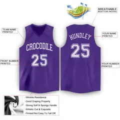 Purple White Classic Tank Top Basketball Jersey 2