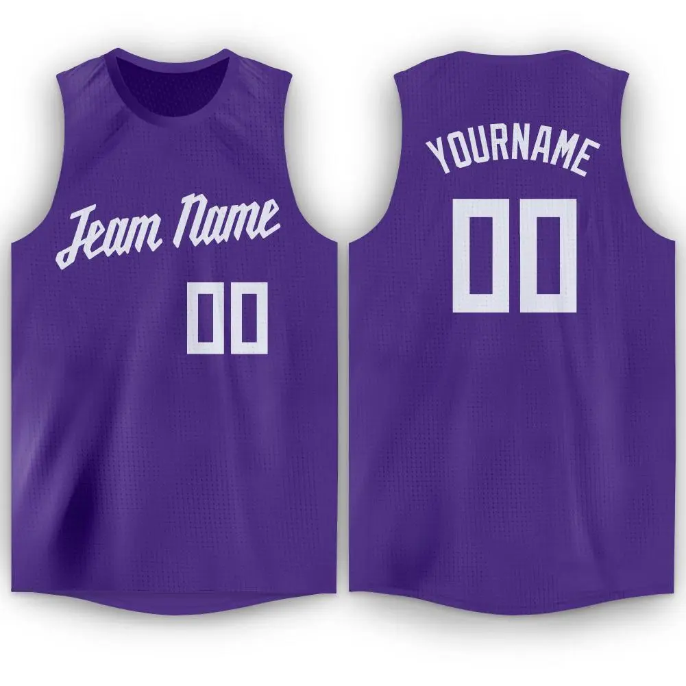 Purple White Classic Tank Top Basketball Jersey