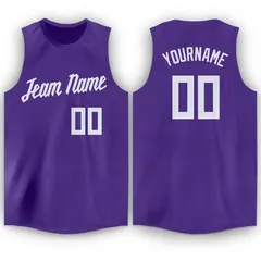 Purple White Classic Tank Top Basketball Jersey 1
