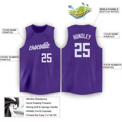 Purple White Classic Tank Top Basketball Jersey 2