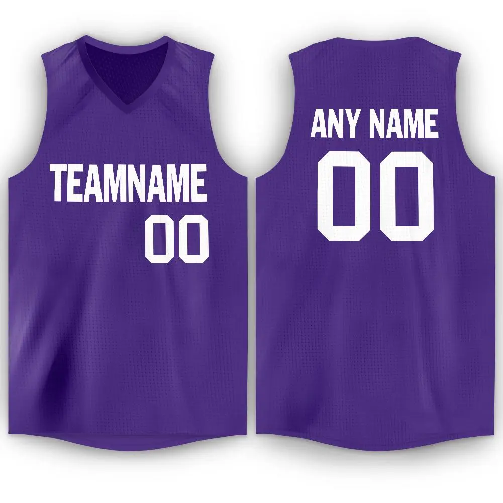 Purple White Classic Tank Top Basketball Jersey