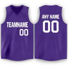 Purple White Classic Tank Top Basketball Jersey 1