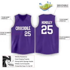 Purple White Classic Tank Top Basketball Jersey 2