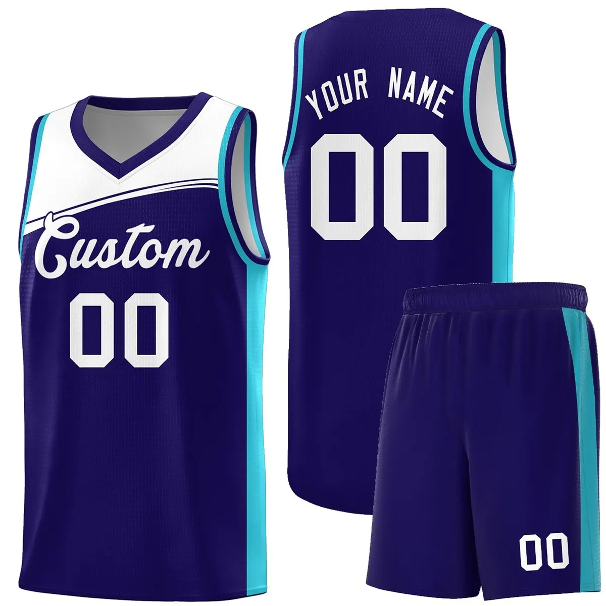 Purple White Color Block Basketball Team Jersey