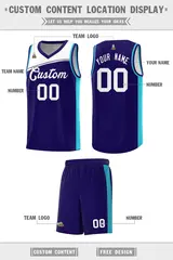 Purple White Color Block Basketball Team Jersey 2