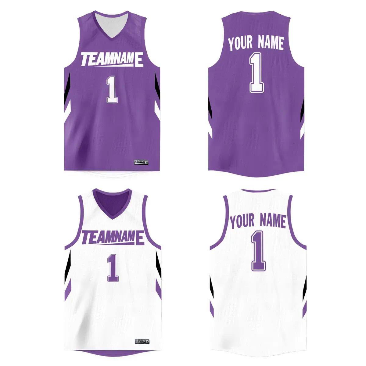 Purple White Double Side Athletic Basketball Jersey