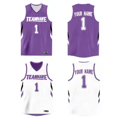 Purple White Double Side Athletic Basketball Jersey