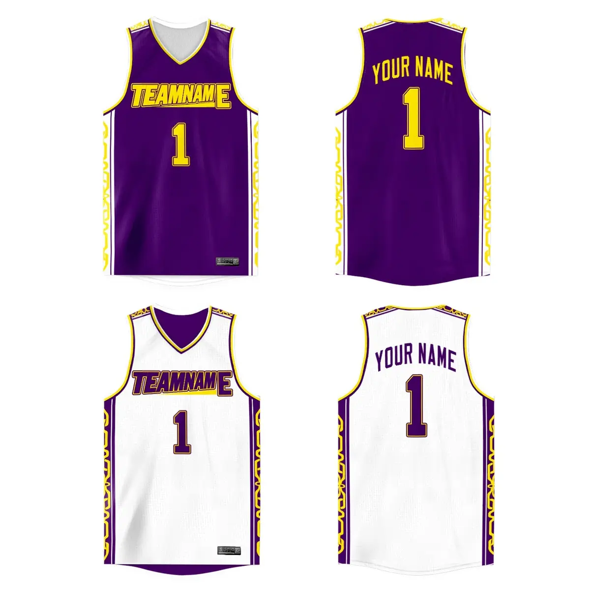 Purple White Double Side Athletic Basketball Jersey