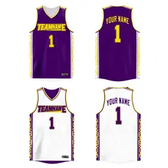 Purple White Double Side Athletic Basketball Jersey