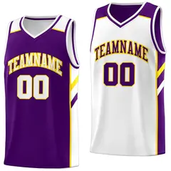 Purple White Double Side Basketball Jersey