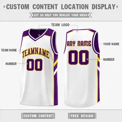 Purple White Double Side Basketball Jersey 3