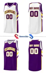 Purple White Double Side Basketball Jersey 4