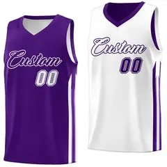 Purple White Double Side Men Training Basketball Jersey
