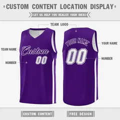 Purple White Double Side Men Training Basketball Jersey 2
