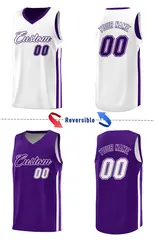 Purple White Double Side Men Training Basketball Jersey 4