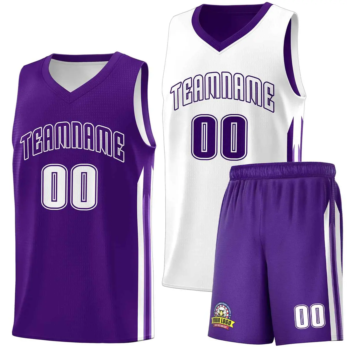 Men's Purple White Double Side Sets Basketball Jersey