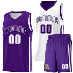 Men's Purple White Double Side Sets Basketball Jersey 1
