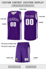 Men's Purple White Double Side Sets Basketball Jersey 3