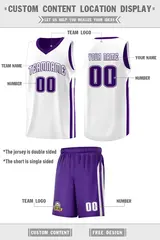 Men's Purple White Double Side Sets Basketball Jersey 4