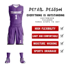 Purple White Double Side Sets Basketball Jersey 2