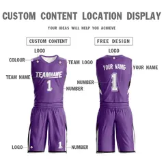Purple White Double Side Sets Basketball Jersey 4