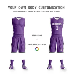 Purple White Double Side Sets Basketball Jersey 5
