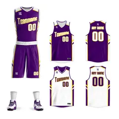 Purple White Double Side Sets Basketball Jersey