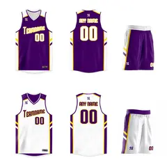 Men's Purple White Double Side Sets Basketball Jersey 3