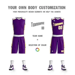 Men's Purple White Double Side Sets Basketball Jersey 4