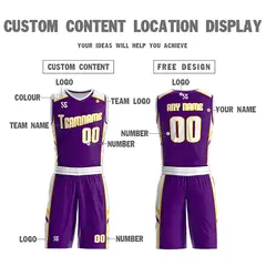 Men's Purple White Double Side Sets Basketball Jersey 5
