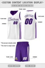 Men's Purple White Double Side Sets Basketball Jersey 2