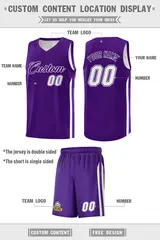 Men's Purple White Double Side Sets Basketball Jersey 4
