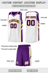 Men's Purple White Double Side Sets Basketball Jersey 2