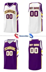Men's Purple White Double Side Sets Basketball Jersey 3