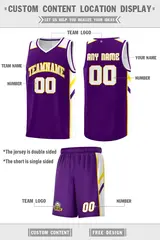 Men's Purple White Double Side Sets Basketball Jersey 4