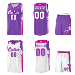 Men's Purple White Double Side Sets Basketball Jersey 2