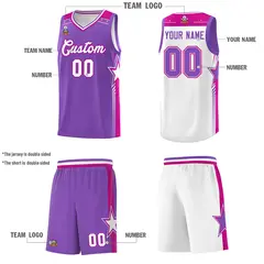 Men's Purple White Double Side Sets Basketball Jersey 3
