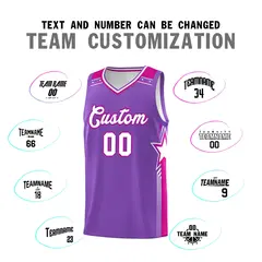 Men's Purple White Double Side Sets Basketball Jersey 4