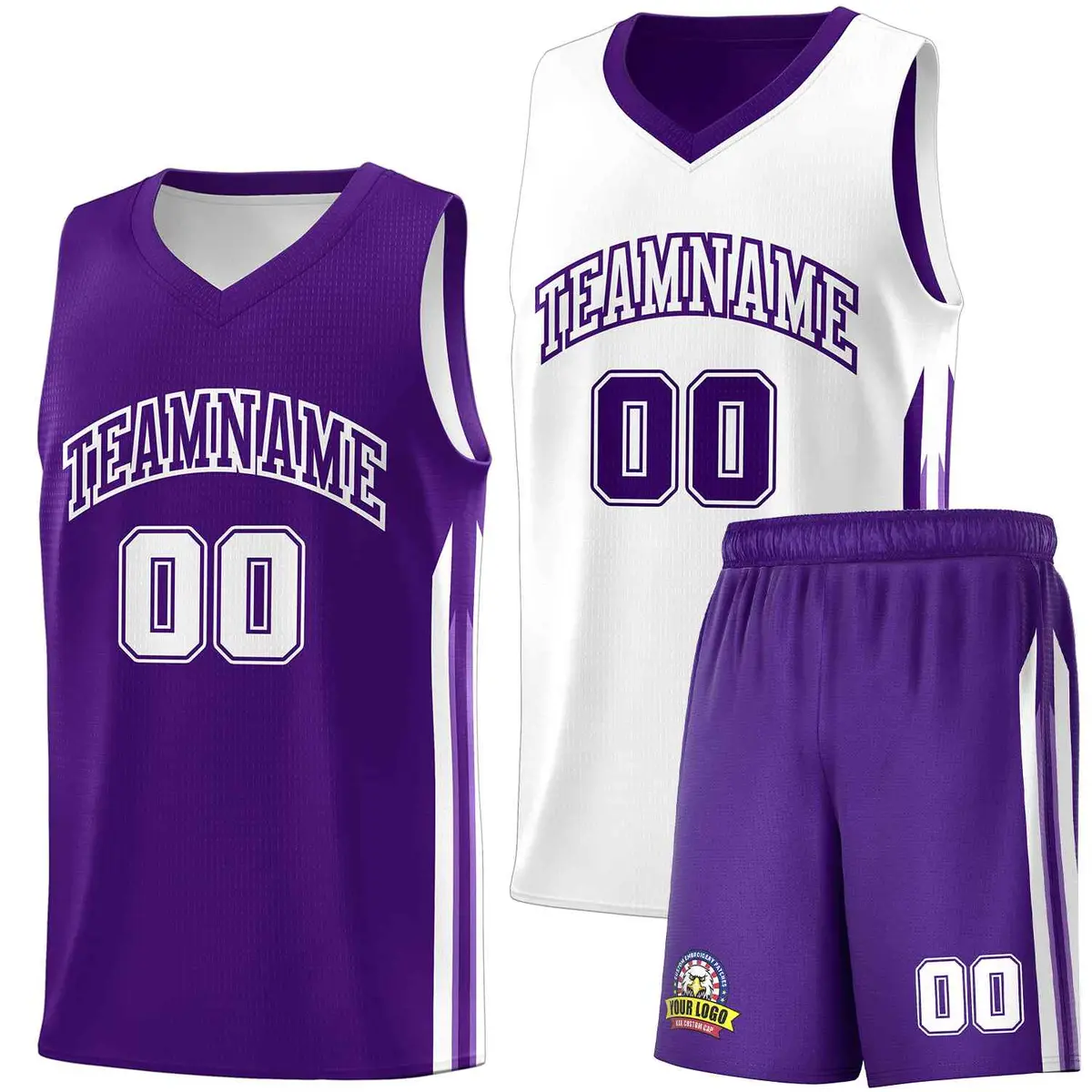 Men's Purple White Double Side Sets Basketball Jersey
