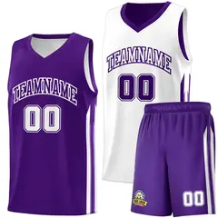 Men's Purple White Double Side Sets Basketball Jersey 1