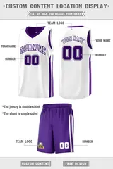Men's Purple White Double Side Sets Basketball Jersey 2