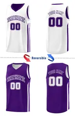 Men's Purple White Double Side Sets Basketball Jersey 3