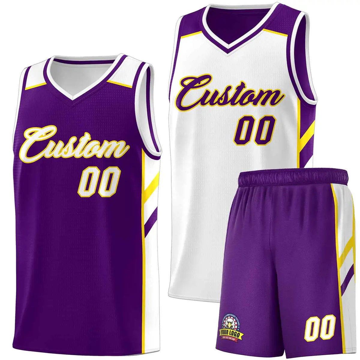 Men's Purple White Double Side Sets Basketball Jersey
