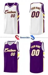 Men's Purple White Double Side Sets Basketball Jersey 3