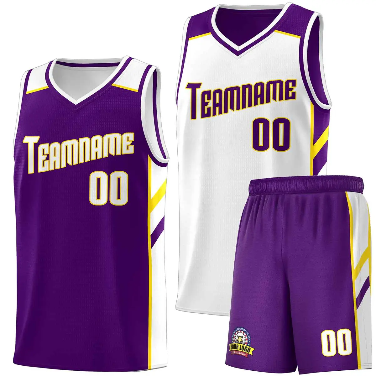 Men's Purple White Double Side Sets Basketball Jersey