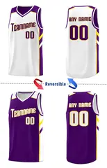 Men's Purple White Double Side Sets Basketball Jersey 3