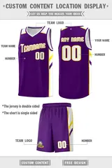 Men's Purple White Double Side Sets Basketball Jersey 4