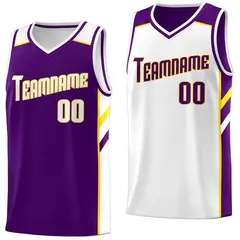 Purple White Double Side Tops Sports Vest Basketball Jersey